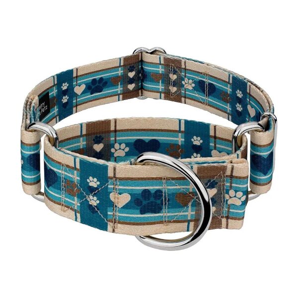 1 1/2 Inch Adjustable Martingale Dog Collar for Medium Dogs with Puppy Picnic Pattern