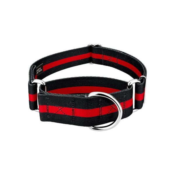 1 1/2 Inch Thin Red Line Martingale Dog Collar Made in USA with Poly Hardware