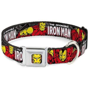 1-Inch Wide Dog Collar with Invincible Iron Man Stacked Comic Book