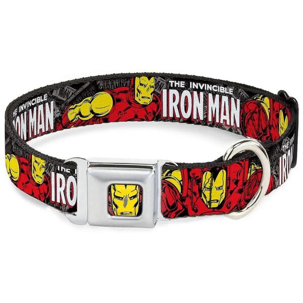 1-Inch Wide Dog Collar with Invincible Iron Man Stacked Comic Book