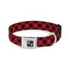 1 Inch Wide Dog Collar with Seatbelt Buckle and Buffalo Plaid Design