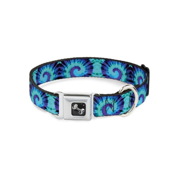 1 Inch Wide Polyester Collar with Tie Dye Swirl Pattern and Seatbelt Buckle