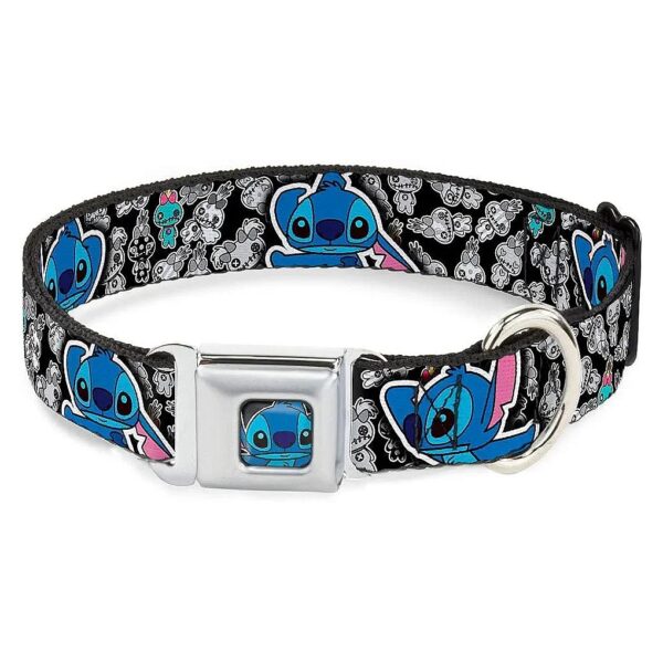 1 Inch Wide Polyester Dog Collar with Stitch Poses Mini Scrump Pattern Medium Size Neck