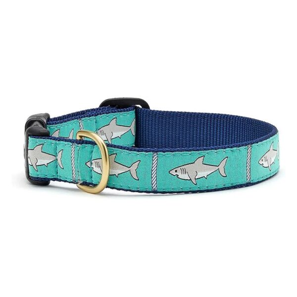 1 Inch Wide Shark Pattern Nylon Collar for Large Dogs with Adjustable Fit