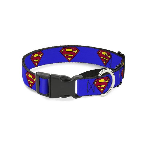 1" Wide Adjustable Martingale Dog Collar with Superman Shield Artwork for Dogs