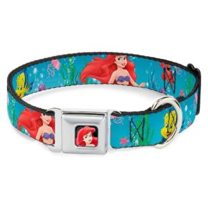 1 Wide Large Breed Dog Collar with Ariel Sebastian Flounder Scene2 Buckle