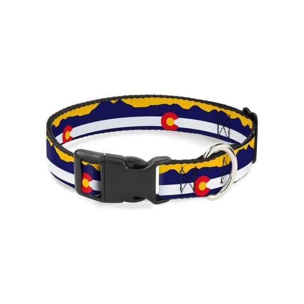 1" Wide Large Dog Collar with Colorado Flag Pattern and Yellow Nylon Buckle