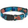 1" Wide Plastic Clip Collar in Multi Color Featuring Nemo and Dory Poses for Large Dogs