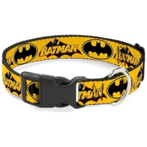 1 Wide Plastic Clip Collar with Vintage Batman Logo Bat Signal 3 Yellow Medium