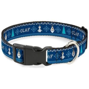 1" Wide Polyester Dog Collar with Snowflakes Stitch Pattern and Large Neck Size