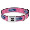 1 Wide Seatbelt Buckle Dog Collar Ford Oval Pink Text Polyester Alloy Steel Large