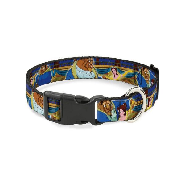 1" Wide Small Dog Collar with Buckle and Beast and Belle Ball Scene Poses