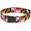 1 inch Wide Dog Collar with Plastic Buckle for 15-26 inch Neck Sizes Maryland Flag