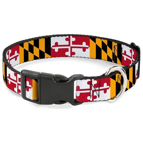 1 inch Wide Dog Collar with Plastic Buckle for 15-26 inch Neck Sizes Maryland Flag