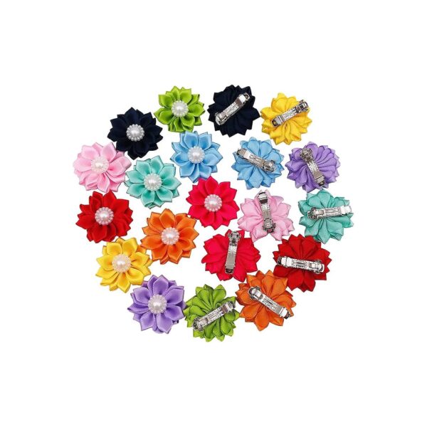 10 Colors Flower Hair Bows with French Barrette Hair Clips for Boys and Girls Pets