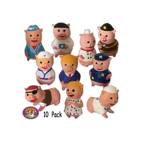 10 Pack Latex Squeak Toys Little Piggies Training Accessories