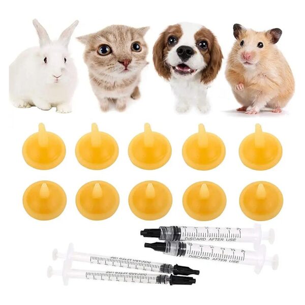 10-Pack Pet Nursing Nipple Replacement Set for Puppies, Kittens, and Small Animals