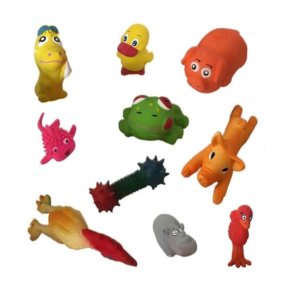 10 Pack of Durable Latex Squeak Toys