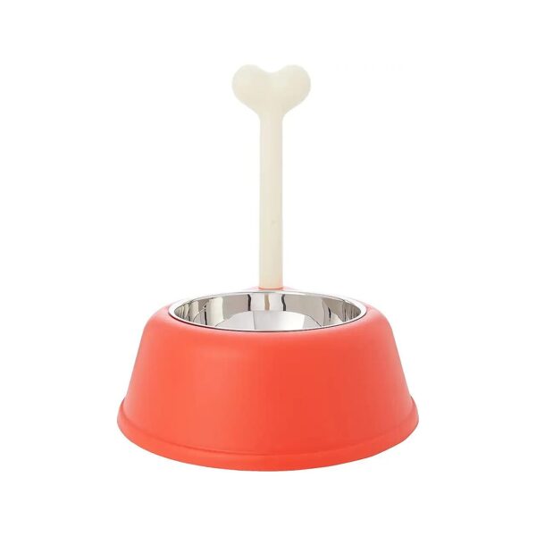 10 Stainless Steel Dog Bowl with Thermoplastic Resin Insert, Red Orange