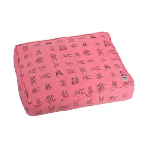 100% Cotton Small Dog Bed Cover with Pink Cadillac Print, Machine Washable, Breathable