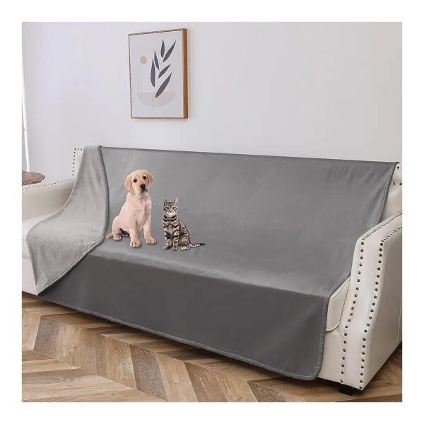 100% Leakproof Washable Pet Throw Blanket for Sofa Grey