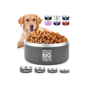 100 Oz Stainless Steel Dog Food Bowl with Non-Slip Base for Easy Use