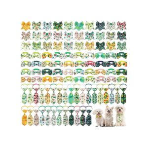 100 Pieces Pet Collar Set with Adjustable Bowties and Neckties