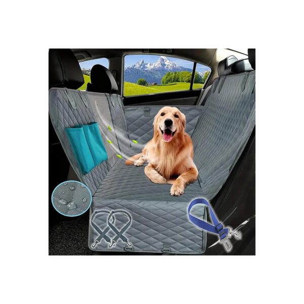 100% Waterproof Dog Hammock Seat Cover with Built-in Seat Belts for Cars and SUVs