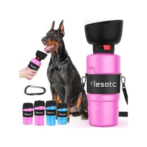 1000ml Leak-Proof Travel Water Bowl for Medium and Large Dogs Pink