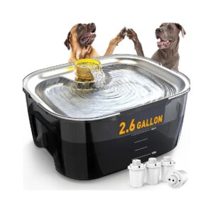 10L Capacity Dog Water Fountain for Multiple Pets with Stainless Steel Bowl