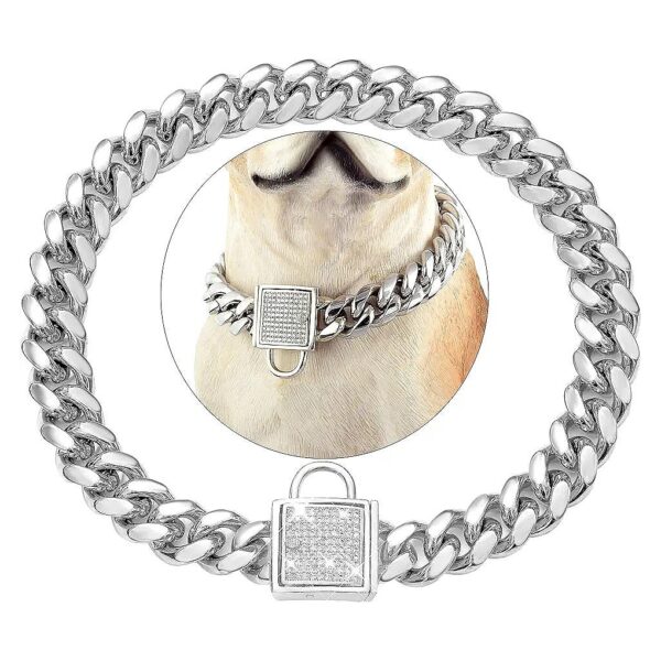 10MM Chain Width, 10" Length, with Zirconia Locking Clasp, for Cats and Small Dogs