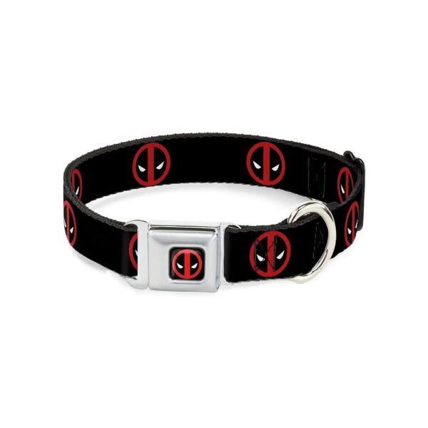 11 17 Neck Medium Size Dog Collar with Deadpool Logo and Seatbelt Buckle Buckle