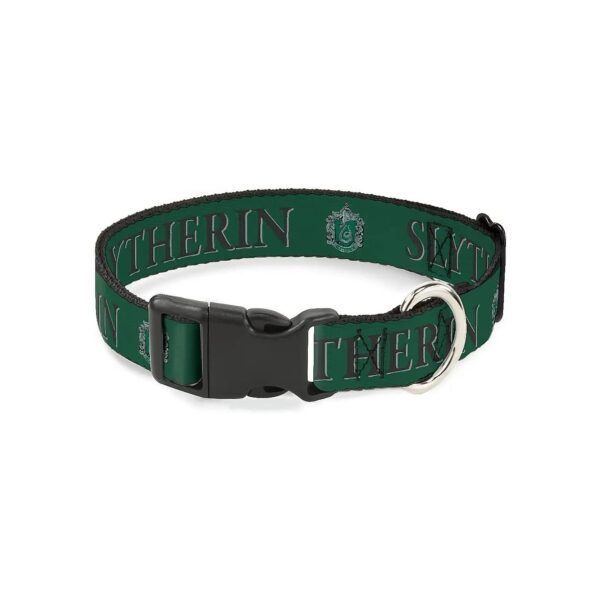 11 to 5 Inch Wide Polyester Dog Collar featuring Slytherin Crest from Harry Potter