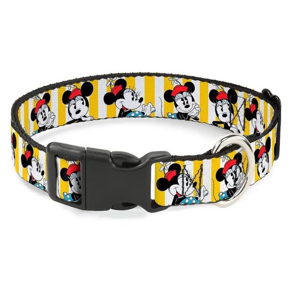 12 Inch Neck Size Yellow White Stripe Polyester Dog Collar USA Made Licensed