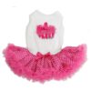 12 Inch Padded Hotpink White Petti Dress For Small Breed Dogs