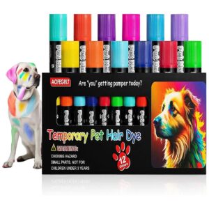 12-Pack Dog Hair Color Dye with Vibrant Colors for Temporary Pet Paint