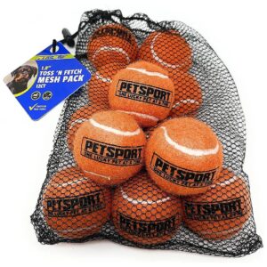 12 Pack Orange Felt and Rubber Tennis Balls for Small Breed Dogs - Pet Safe and Fun