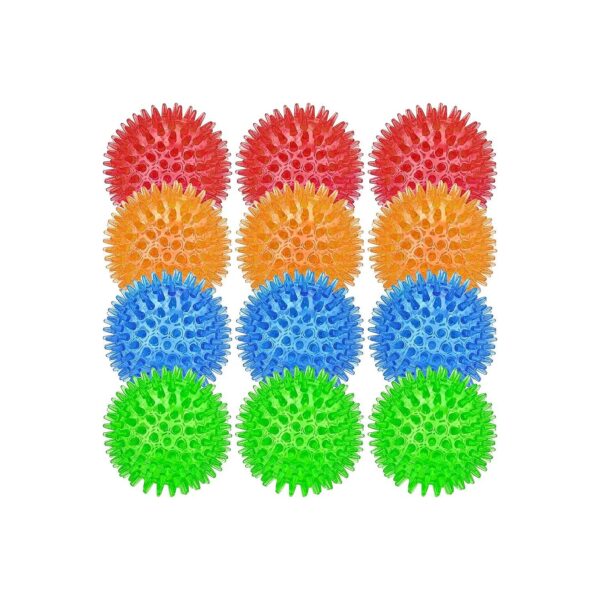 12 Pack Squeaky Dog Toy Balls with Different Colors and Spikey Surfaces