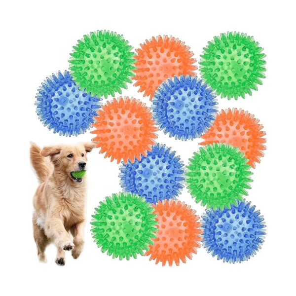 12 Pack Squeaky Dog Toys Textured Rubber for Strong Jaws and Healthy Teeth