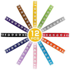 12-Pack Whelping Collars for Newborn Puppies with Colorful ID Bands and Soft Material