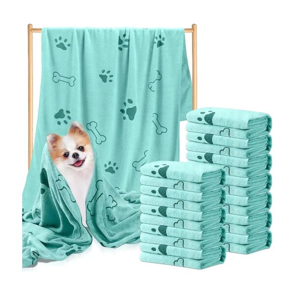 12 Pcs Microfiber Dog Towels, Soft and Absorbent, Quick Drying