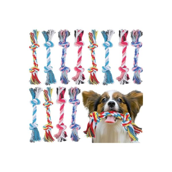 12 Pcs Multi Color Cotton Rope Dog Toys for Small and Medium Dogs