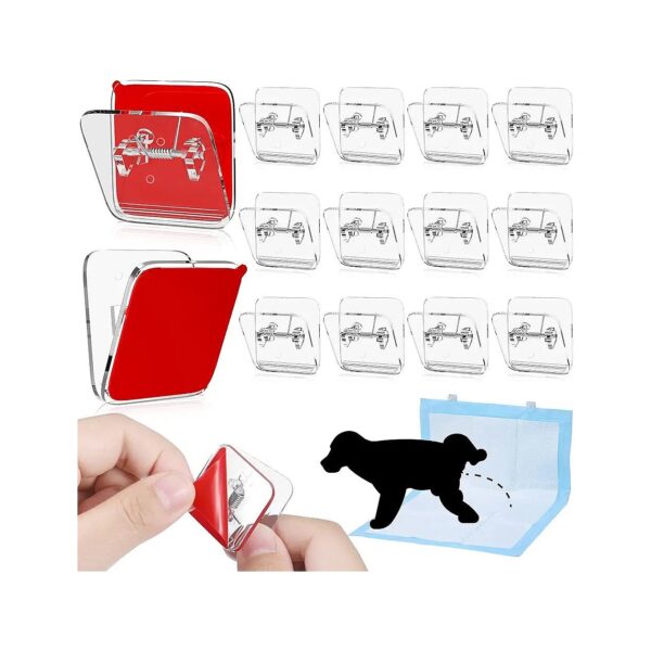 12-Piece Clear Plastic Pet Pad Holders with Strong Adhesive for Dog Training