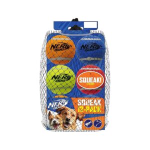 12-Piece Dog Toy Gift Set with 5in Squeak Tennis Balls and Nerf Material