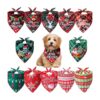 12 Piece Snowflake Dog Bandanas Plaid Pet Neck Scarf Small Medium Dog Adjustable Kerchief