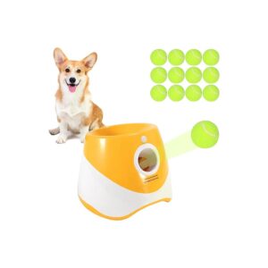 12 Tennis Balls, Adjustable Distance Ball Launcher, Indoor and Outdoor Fun