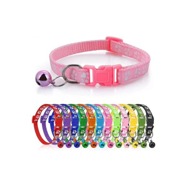 12pcs Adjustable ID Collars with Colorful Bells for Dogs Cats and Small Pets