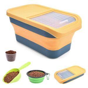 13 Liters Capacity Dog Food Storage Container with Measuring Cup and Foldable Dog Bowl