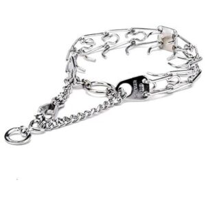 13 inch Neck Size Chrome Plated Prong Collar with Swivel and Quick Release Snap Hook