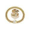 14mm Wide Cuban Link Gold Dog Collar with Zirconia Locking Closure and Pull-On Design